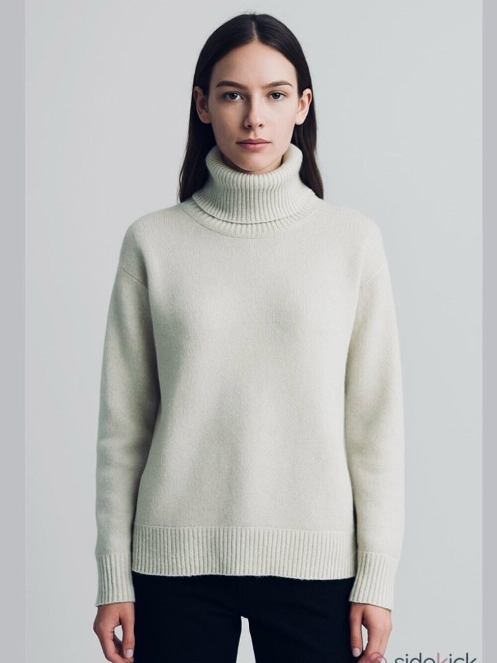* Meteor Oat Cream Stretch Wool Blend Turtleneck Sweater Size L